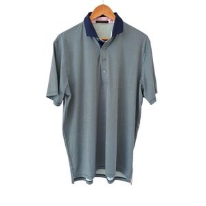 Greyson Knight Wolf Polo Shirt Mens Size L Blue Check Performance Golf LOGO